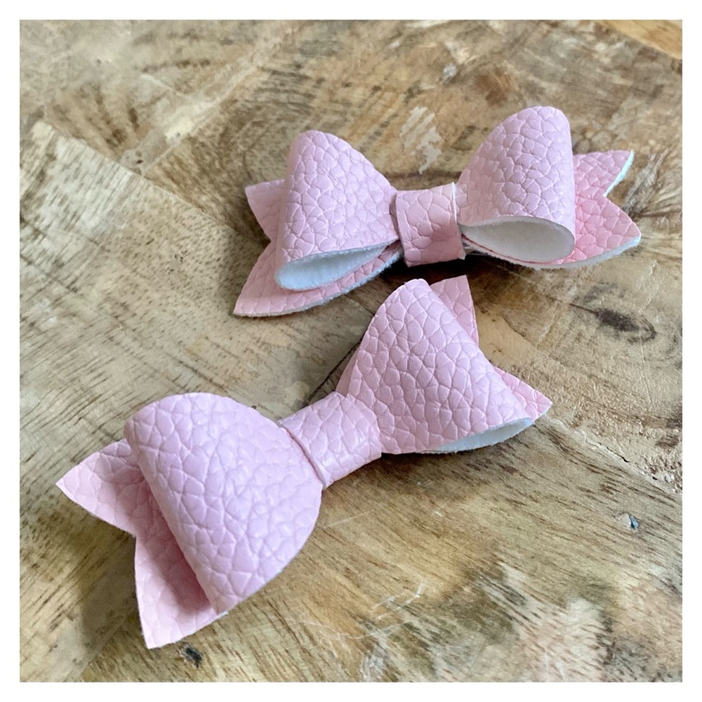 Leather Bows- Blush Pink